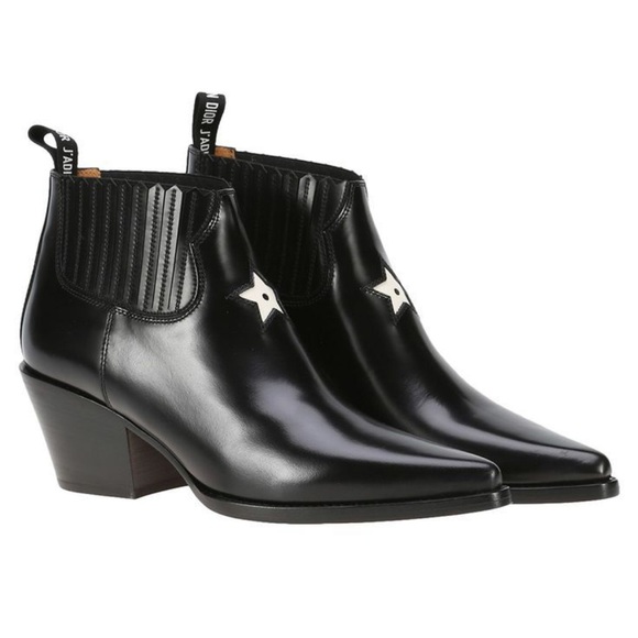 CHRISTIAN DIOR Matte Calfskin L.A. Star Western style Ankle boots in Black 36.5 - Picture 2 of 12